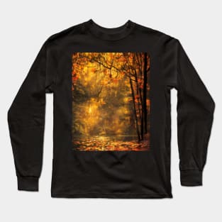 A pond in a forest in autumn Long Sleeve T-Shirt